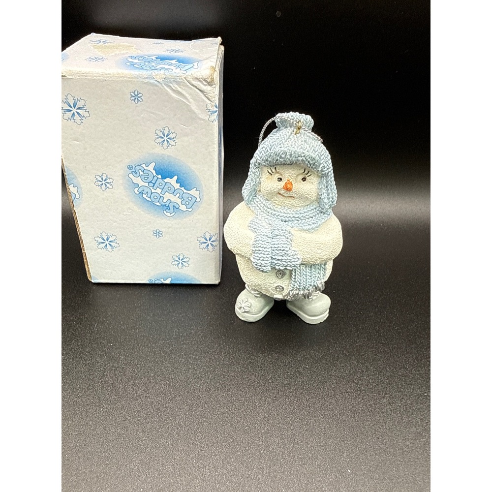 Snow Buddies Snowman Ornament Blue Hat Scarf Ice Skates 3" 2000 Box